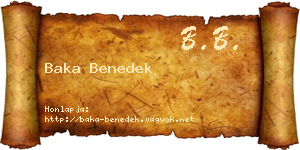 Baka Benedek névjegykártya